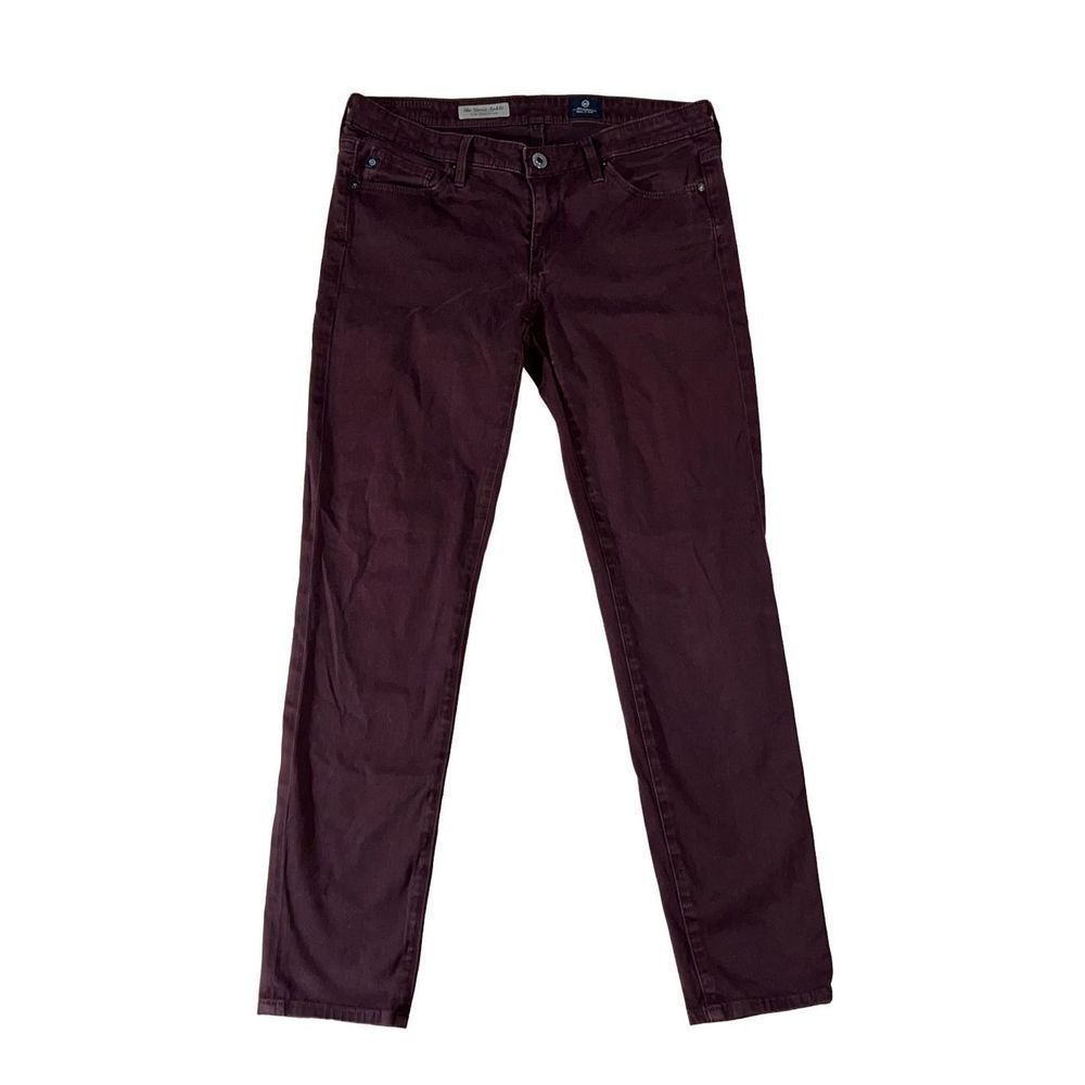 AG Adriano Goldschmied Stevie Ankle Slim Straight Leg Maroon Jeans 27R